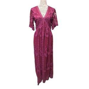 Pink Blush Maternity Dress Burgundy Lace Mesh Overlay Maternity Maxi Small